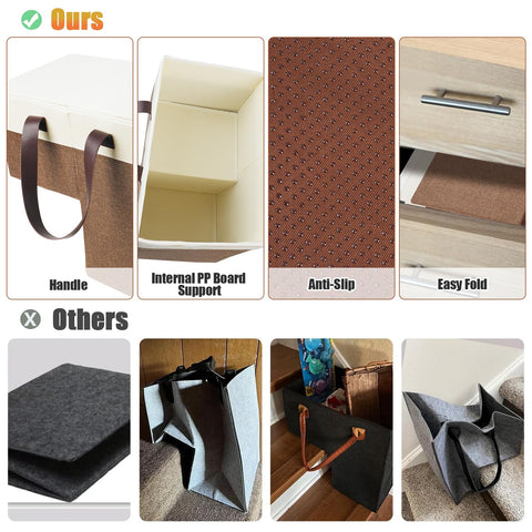 Ecopandy Flax Stairs Basket Non-slip, Foldable Stair Box for 8'' Stairs