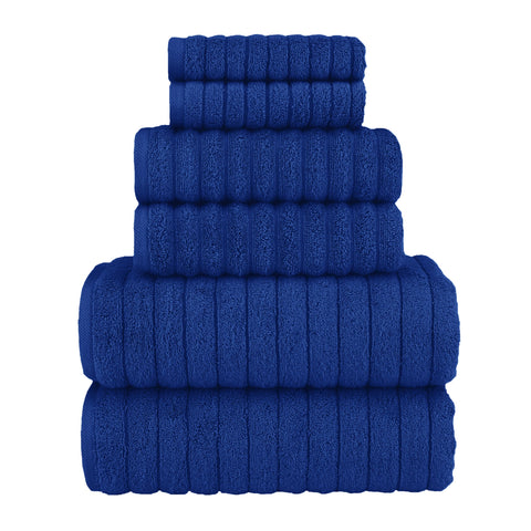 Elegant Comfort 100% Turkish Cotton Corduroy Ribbed Luxury Bath Towels 6-Piece Set, Premium Feel - Quick Dry, Highly Absorbent