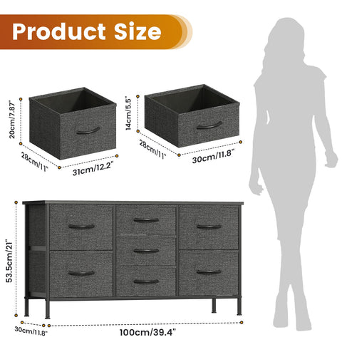 GoaHi Chest of Drawers, Small Dressers with Metal Frame and MDF Wooden Top Board, Adjustable Feet, Anti-Tip Safety