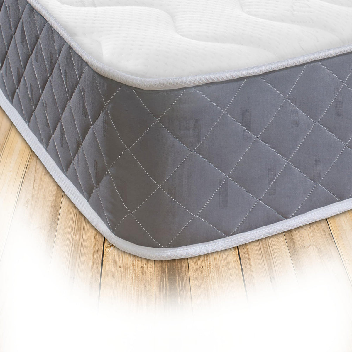 Starlight Beds Close Flame 8-Inch Deep Hybrid Small Double Mattress with Memory Foam Layer – Soft, Grey, Sprung (4ft x 6ft3 x 20cm)