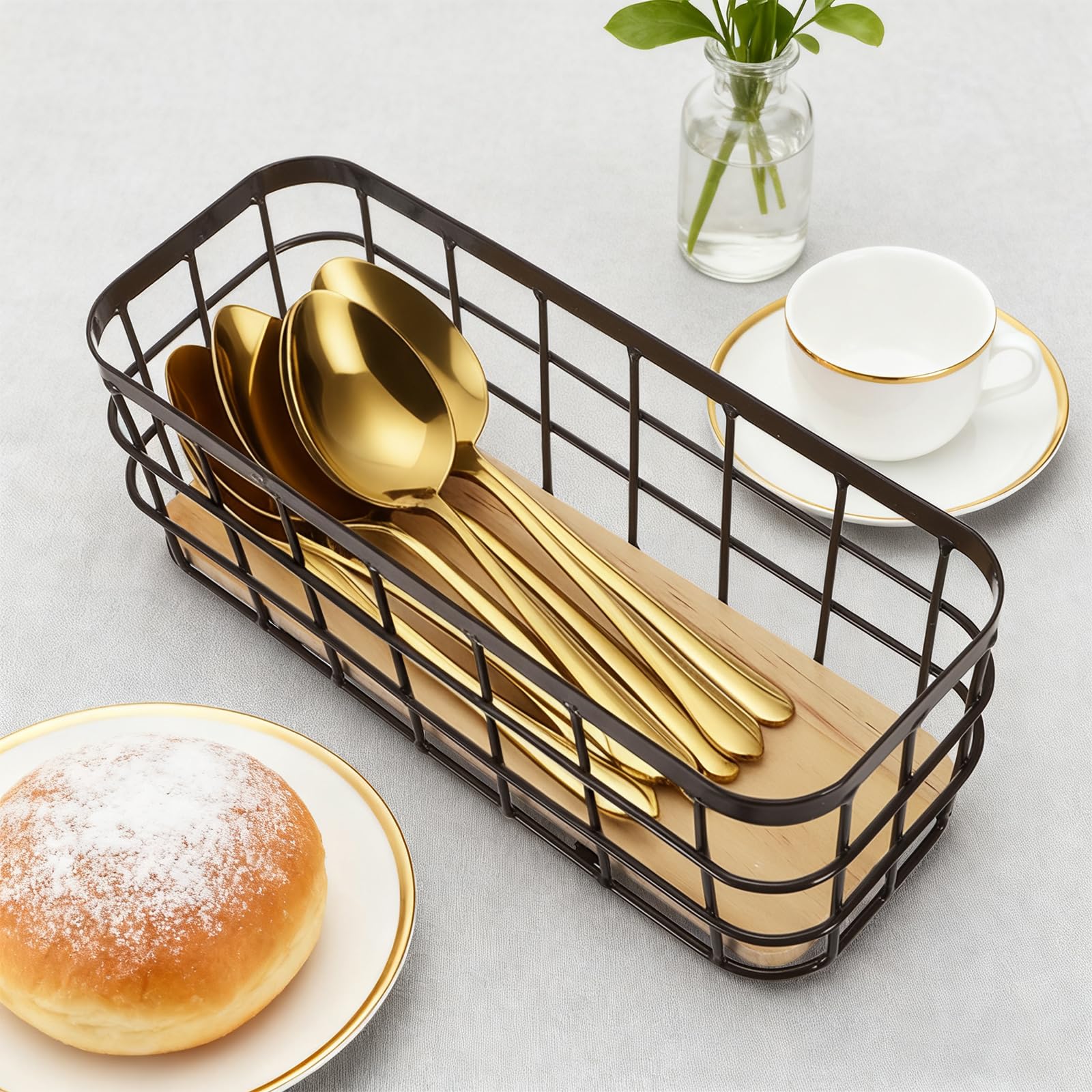 Dicunoy 2 Pack Small Wire Storage Baskets, Narrow Multipurpose Organizer Basket Bin, Farmhouse Rectangle Bathroom Organizer for Kitchen Countertop
