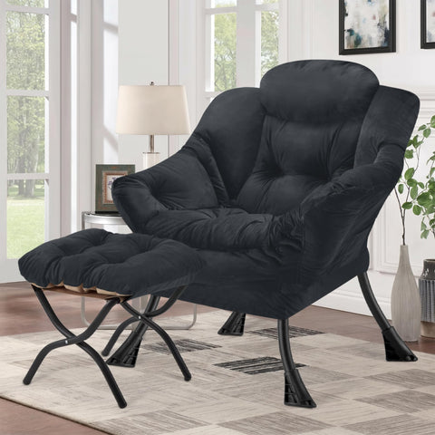 Buymoth Armchair Living Room Comfy Armchair Reading Chair with Footstool Lazy Accent Chairs Bedroom Cuddle Chairs
