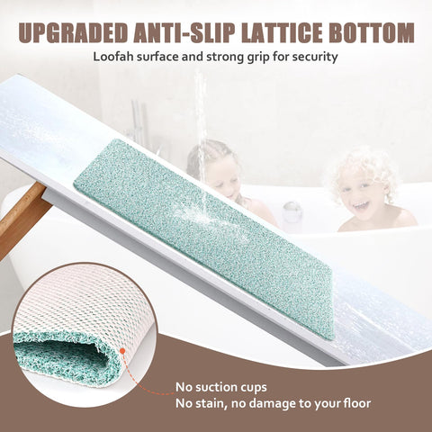 Non Slip Anti Mould Bath Mat - 60 x 40 cm Anti Slip Mat for Inside Shower - Loofah Shower Mat Green - Long Washable Matt for Elderly & Wet Room