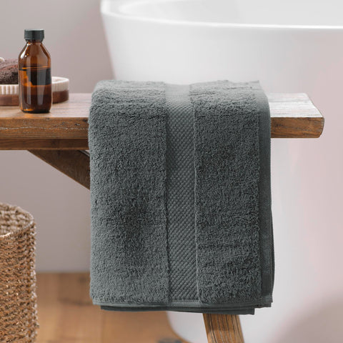 Douceur d'Intérieur, Elegance Hand Towel (50 x 90 cm) Anthracite 100% Cotton Plain