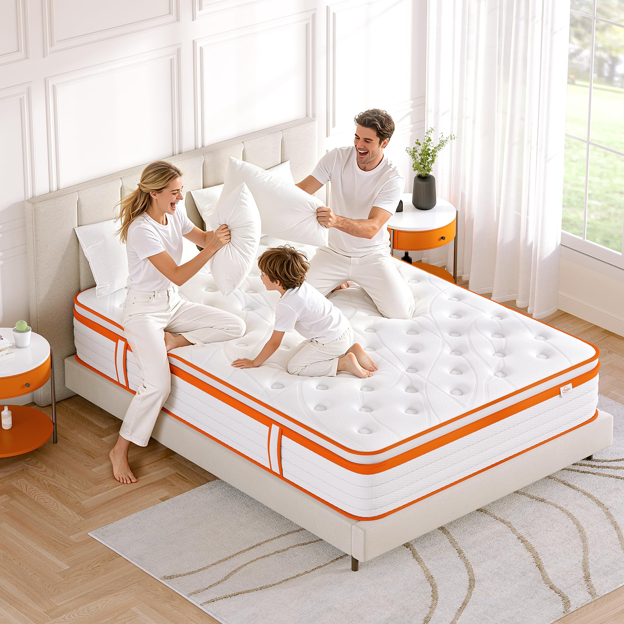 TeQsli 4FT Small Double Mattress, 10.6 Inch Memory Foam Pocket Sprung Hybrid Small Double Mattress Zone Support for Pressure & Back Pain Relief