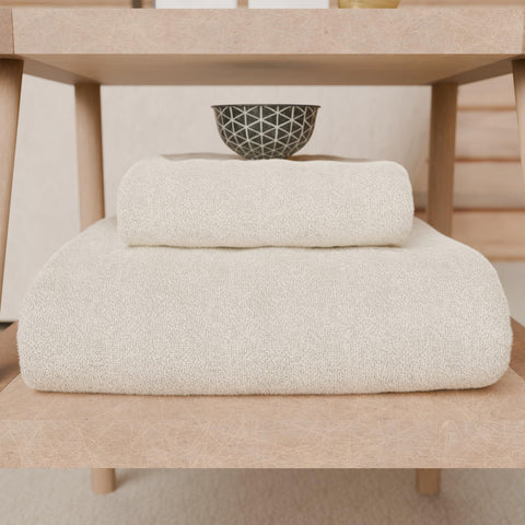 PETTI Artigiani Italiani - 100% Cotton Terry Bath Towels, 1+1 Towel Set, 2 Pieces 1 Face Towel and 1 Hand Towel, Ivory Towels