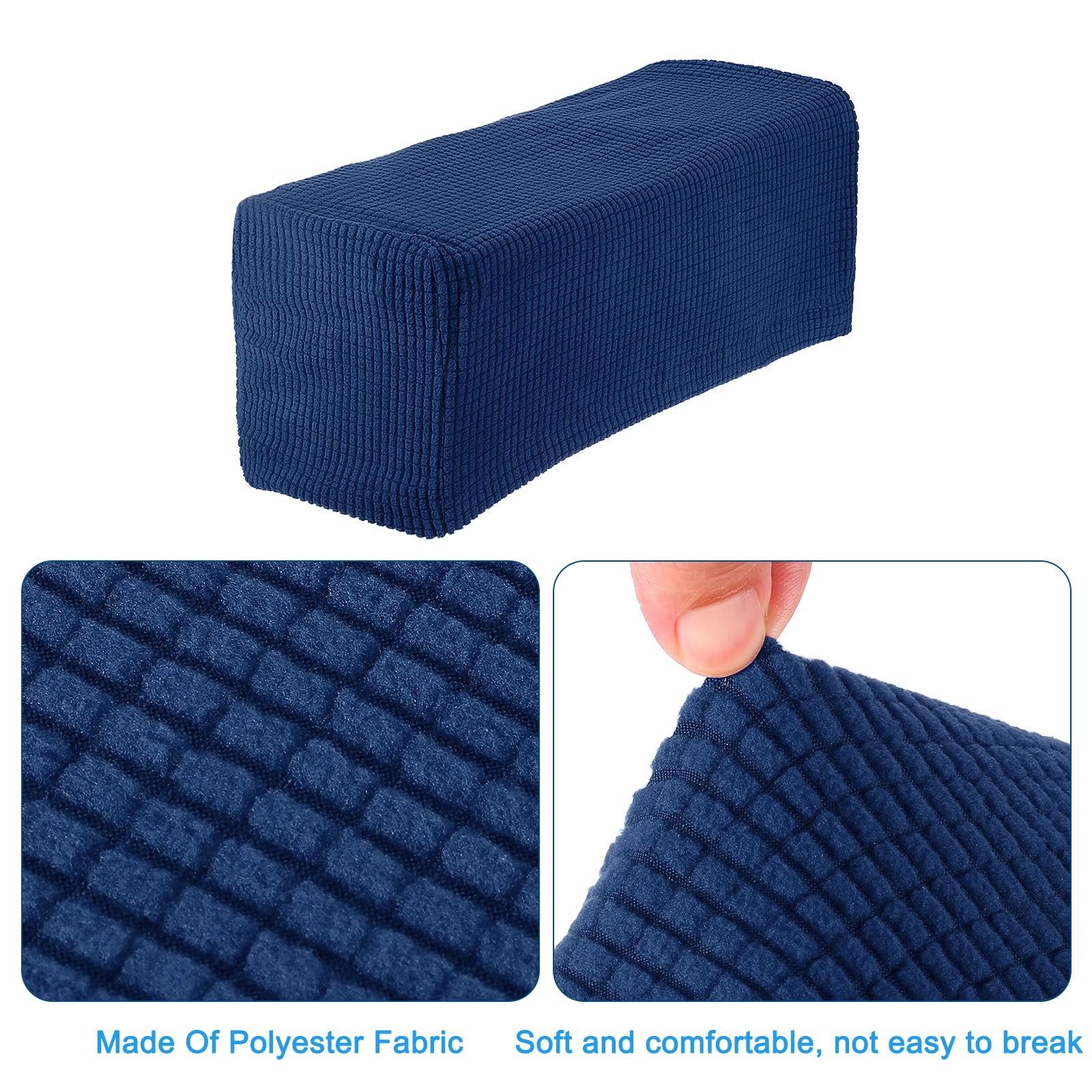 sourcing map 2pcs Stretch Armrest Covers for Chairs/Sofas, Couch Arm Covers with Twist Pin, Furniture Protector Slipcovers Navy Blue