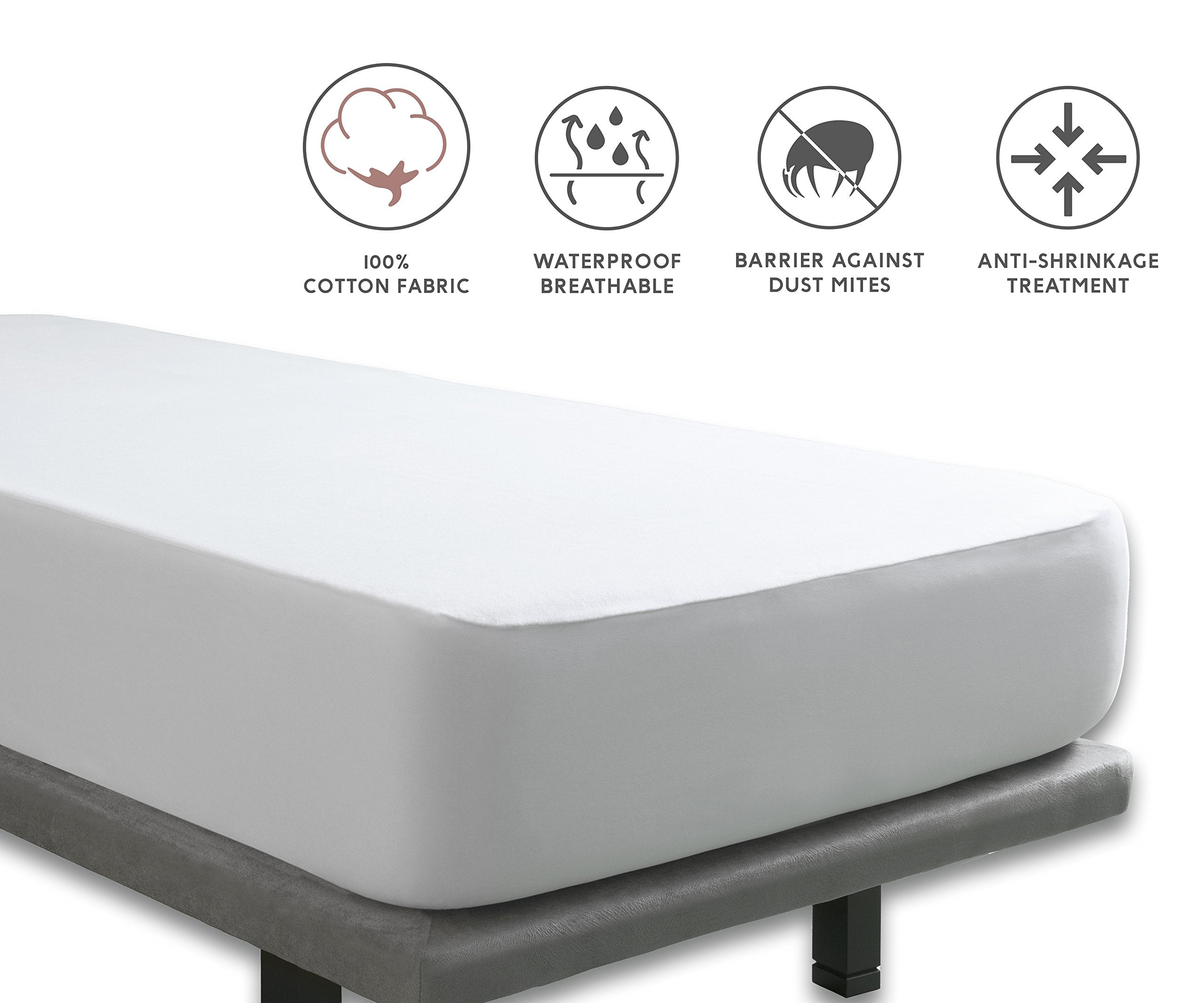 Tural Mattress Cover 140x200cm Double Size 2 in 1 Protector and Fitted Sheet Waterproof and Breathable