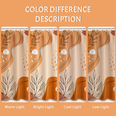 LanZanthic Burnt Orange Shower Curtains for Bathroom Orange Mid Century Modern Wet Room Shower Curtain with hooks, Mould Proof Resistant, Waterproof