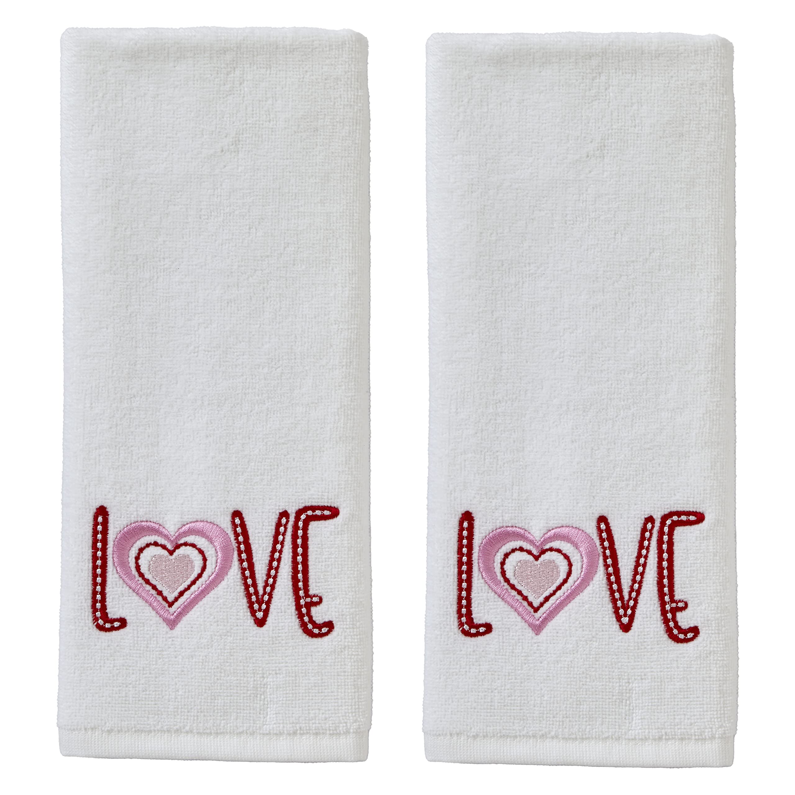 SKL Home by Saturday Knight Ltd. Valentine's Day Love Hand Towel Set, White 2 Pack