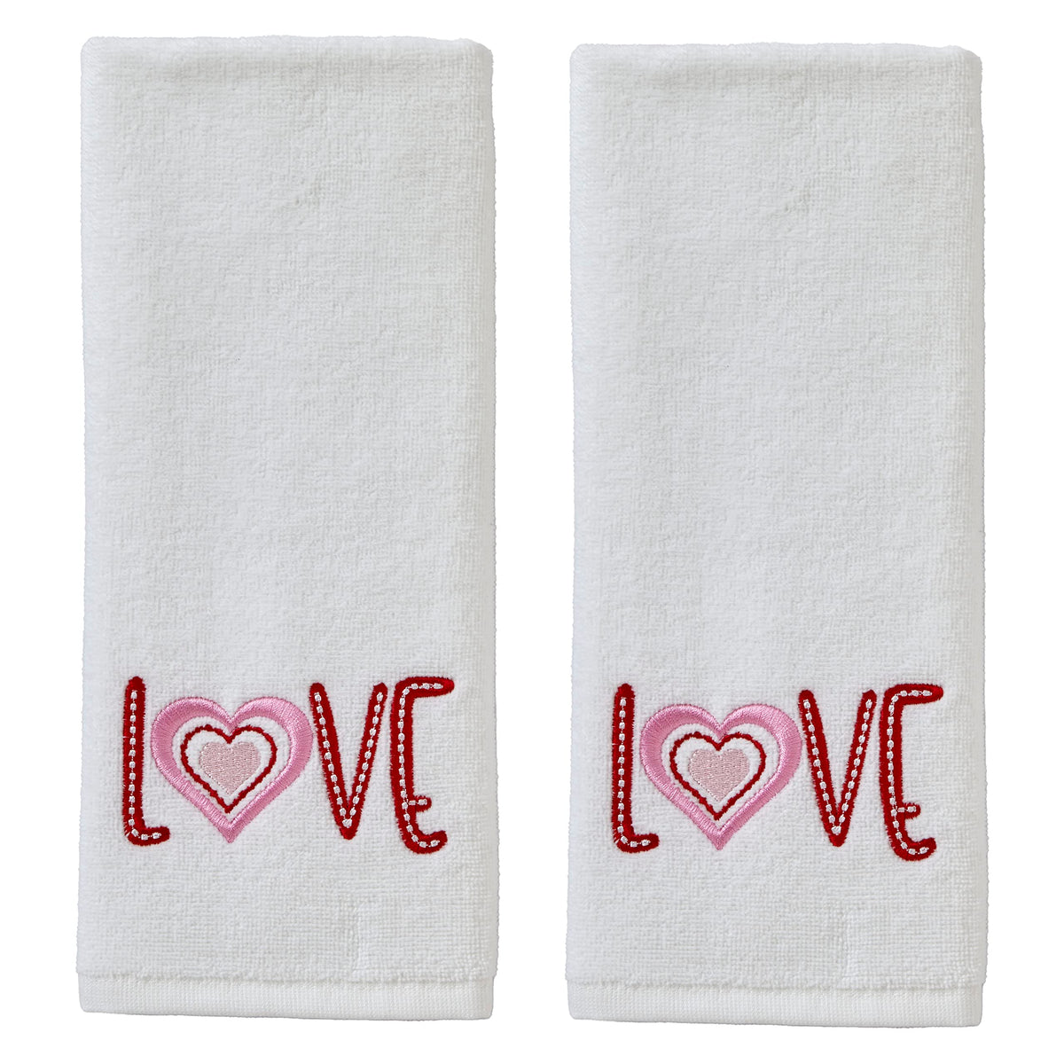SKL Home by Saturday Knight Ltd. Valentine's Day Love Hand Towel Set, White 2 Pack