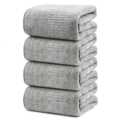 SEISSO Set of 4 Bath Towels,88.9 × 160 cm,Bamboo Fibre & Microfibre Blend,Highly Absorbent,Quick-Drying,Soft Oversized XXL Towels,350 GSM,Suitable
