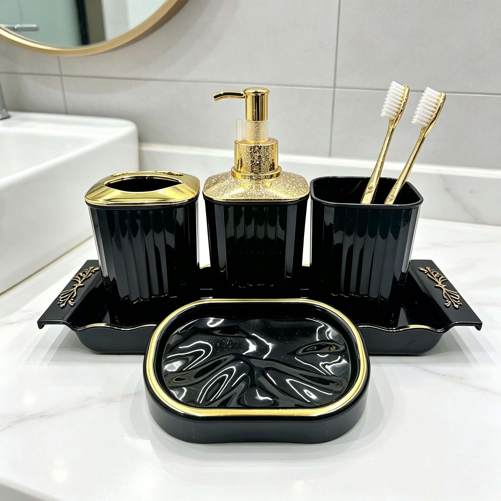 Hosoncovy Bathroom Accessory Set of 5 (Black)
