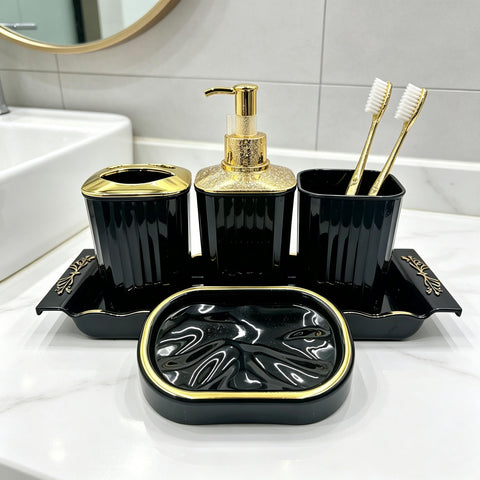 Hosoncovy Bathroom Accessory Set of 5 (Black)