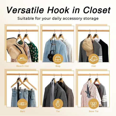 House Day Space Saving Hanger Hooks 60 Pack, Black Clothes Hanger Connector Hooks, Heavy Duty Hanger Hooks Space Saver