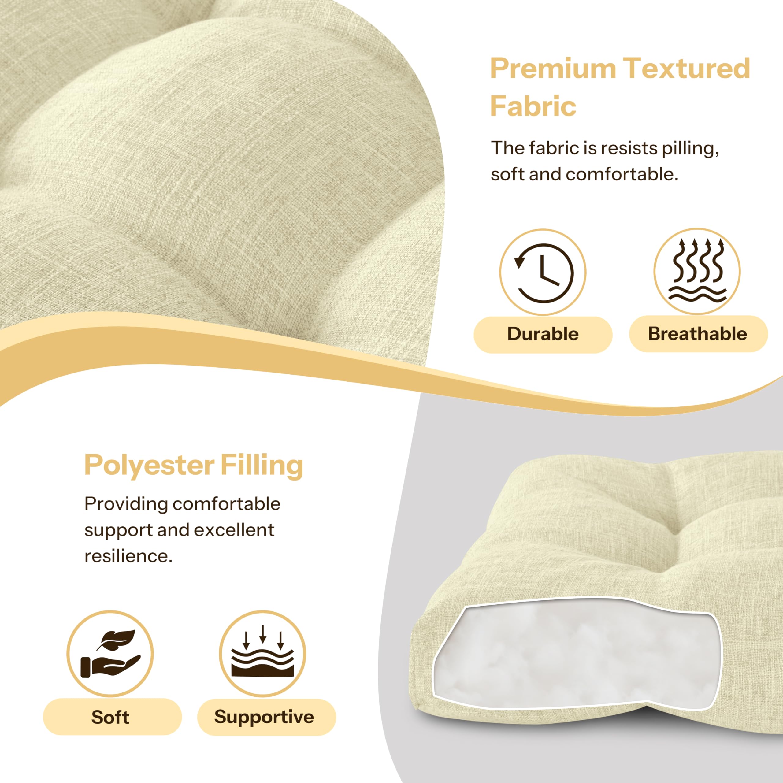 FlyGulls Indoor Bench Cushion for Indoor Furniture 106x40cm Beige