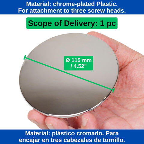 Cover for shower drain, Ø 115 mm, compatible with Viega Tempoplex drain set from model year 2006, suitable for model 6964.0, for drain hole Ø 90 mm