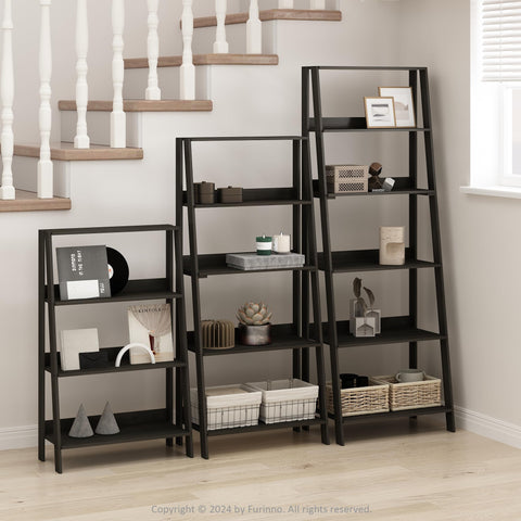 Furinno LADDER Display Shelf, 5-Tier Ladder Shelf, Ladder Bookshelf, Display Storage Shelves, 33.02 x 59.94 x 135.89 cm, for Living Room, Home Office