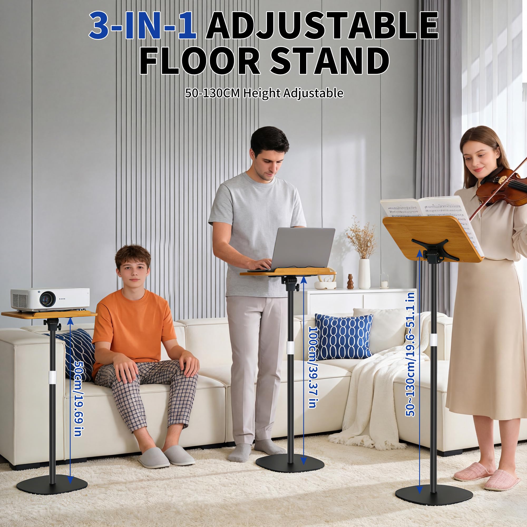 OUUTMEE Height Adjustable 50 to130CM Standing Reading Stand