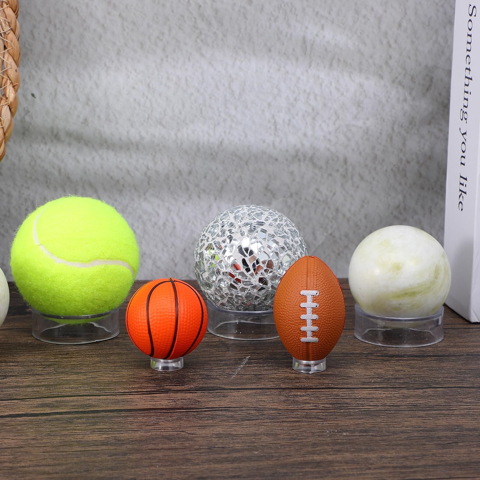 18 PCS Clear Sphere Display Stand, 3 Sizes Clear Round Plastic Crystal Ball Stand Acrylic Sphere Holder Round Baseball Ring Stands