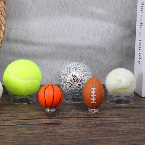 18 PCS Clear Sphere Display Stand, 3 Sizes Clear Round Plastic Crystal Ball Stand Acrylic Sphere Holder Round Baseball Ring Stands