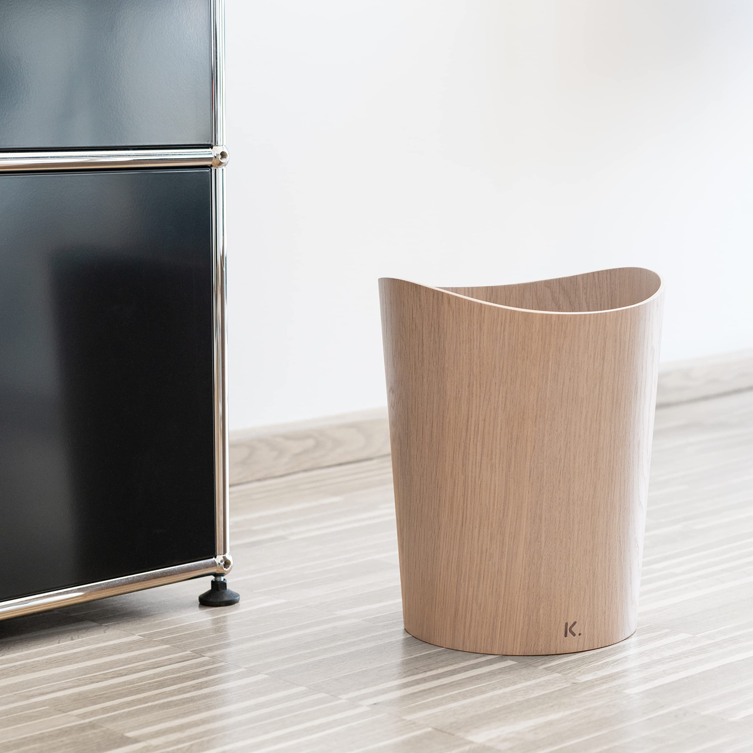 Kazai. Real Wood Waste Paper Bin Börje | Wooden Paper Basket for Office, Kids' Room, Bedroom and more | 9 liters | Oak white