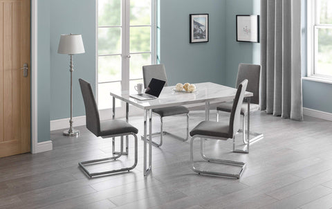 Julian Bowen Positano Dining Table, Marble Effect & Chrome - H75.5 x W150cm
