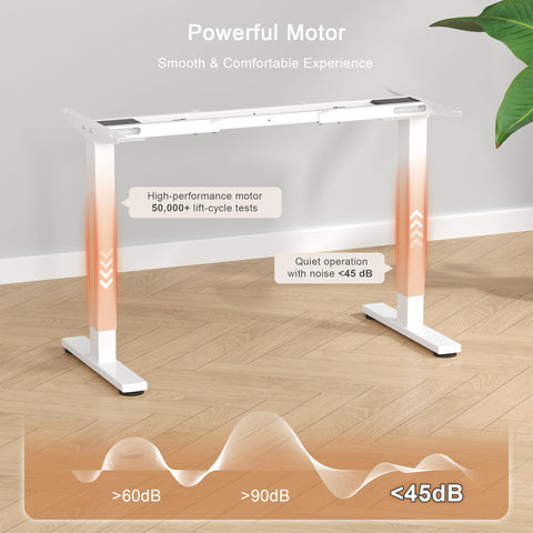 JUMMICO Height-adjustable desk frame with 2 strong motors, table frame, height adjustable with 3 memory controls, for sit-stand (white)