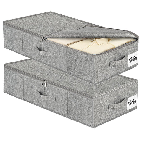 17 cm Tall Underbed Storage Boxes with Lids, 50L Foldable Under Bed & Sofa Storage with Rigid Sides, Base & 3 Sturdy Handles