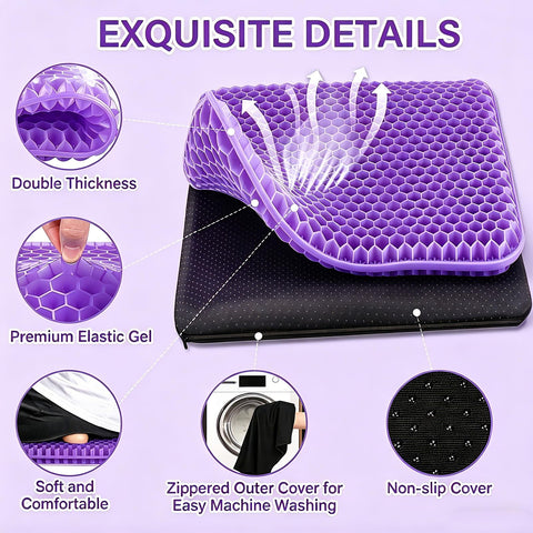 TOGETDREAM Gel Seat Cushion,Soft Sitter Honeycomb Ergonomic Cushion Cool Gel Cushion Large Double Thick Gels Cushions with Cloth Cover Pressure Pain