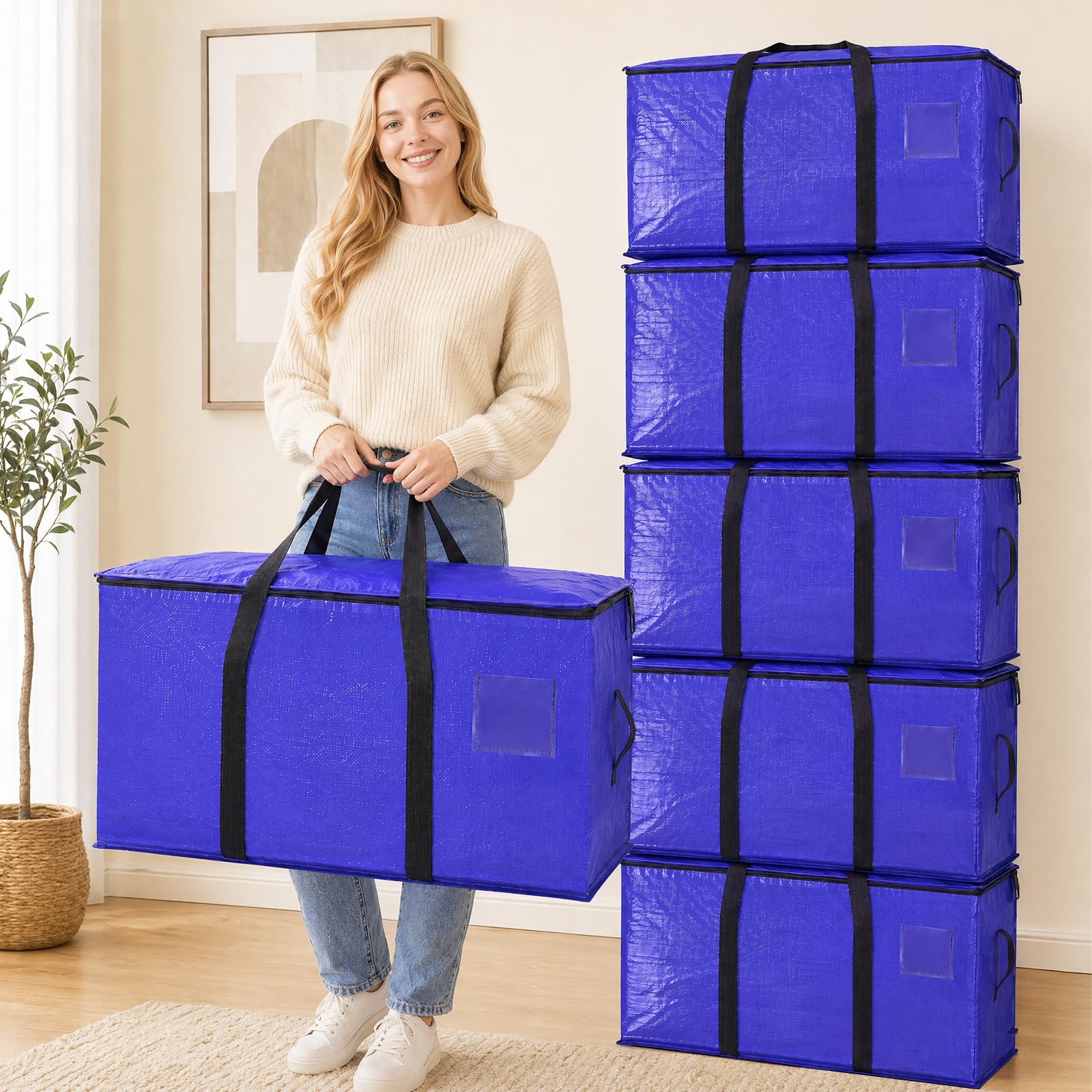 Hode Heavy Duty Moving Bags Extra Large Strong Plastic Storage Bags Zips
