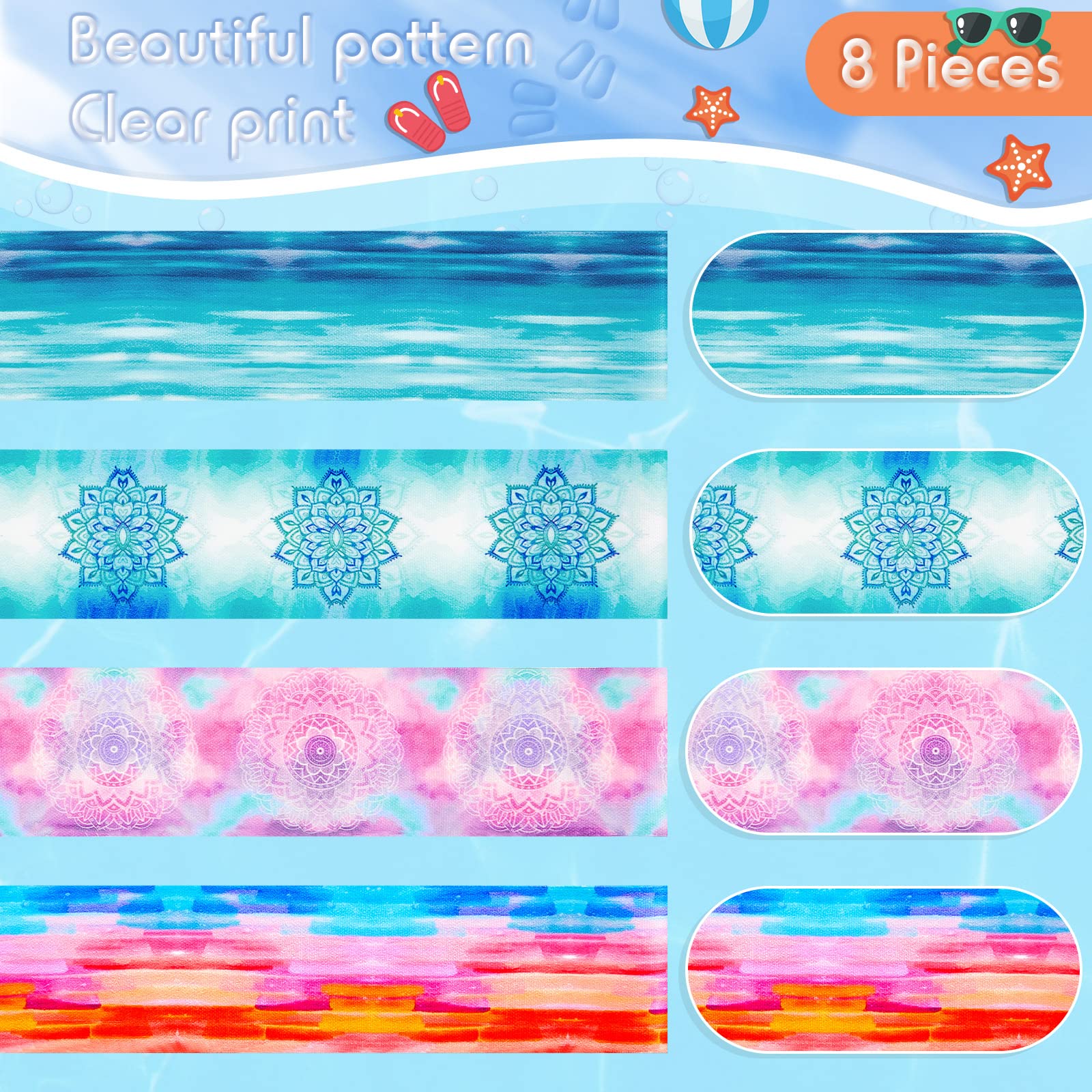 BOAO 8 Pack Towel Bands for Beach Chairs Clips Pool Lounge Cruise Chair Strap Holder Elastic Windproof Accessories Summer