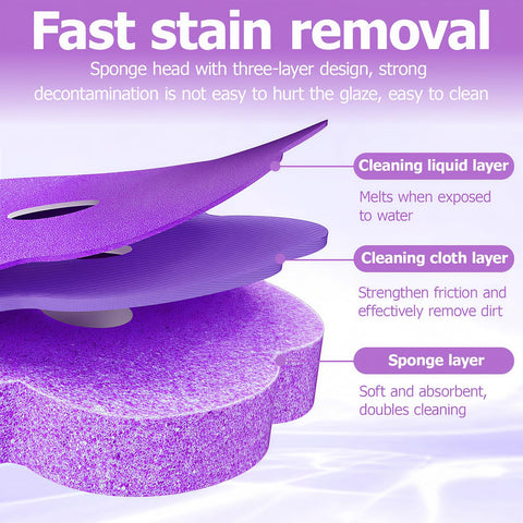 Kisizity Disposable Toilet Brush with 60 Refills, Purple Toilet Wand Kit
