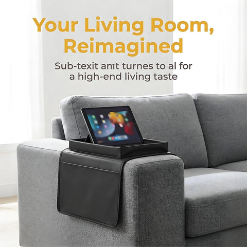 Sofa Arm Tray, Waterproof Sofa Arm Chair Table Tray, Sofa Armrest Organizer, Sofa Arm Caddy for Drinks with Yellow Rag