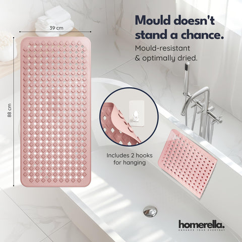 homerella Bath Mat Non Slip Anti Mould 88x39cm Shower Mat Non Slip Bath Mat