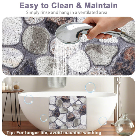 Shower Mat Non Slip : Square Shower Mats for Inside Shower - Loofah Shower Mat for Elderly- Anti Mould Bath Mat for Inside Bath
