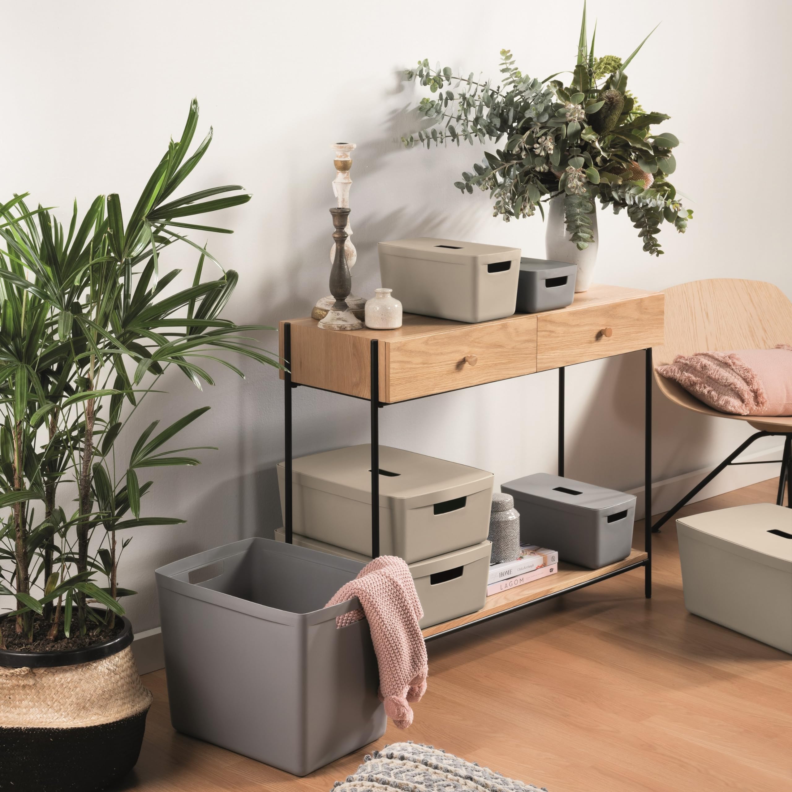 IDEA HOME Plastic Storage Box with Lid - Storage Boxes - Storage Organiser - Really Useful Boxes for Storing Various Items in the Living Room