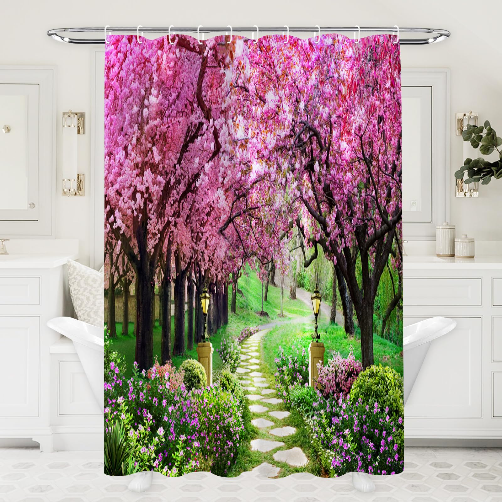 Simpomsy Scenery Shower Curtain, Outdoor Decorative Curtain, Nature Landscape 3D Scenery Bathroom Curtains