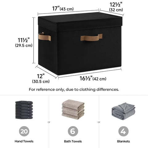 StorageWorks Fabric Storage Boxes with Lids, Extra Large Wardrobe Storage Organiser with Handles, Foldable Storage Basket