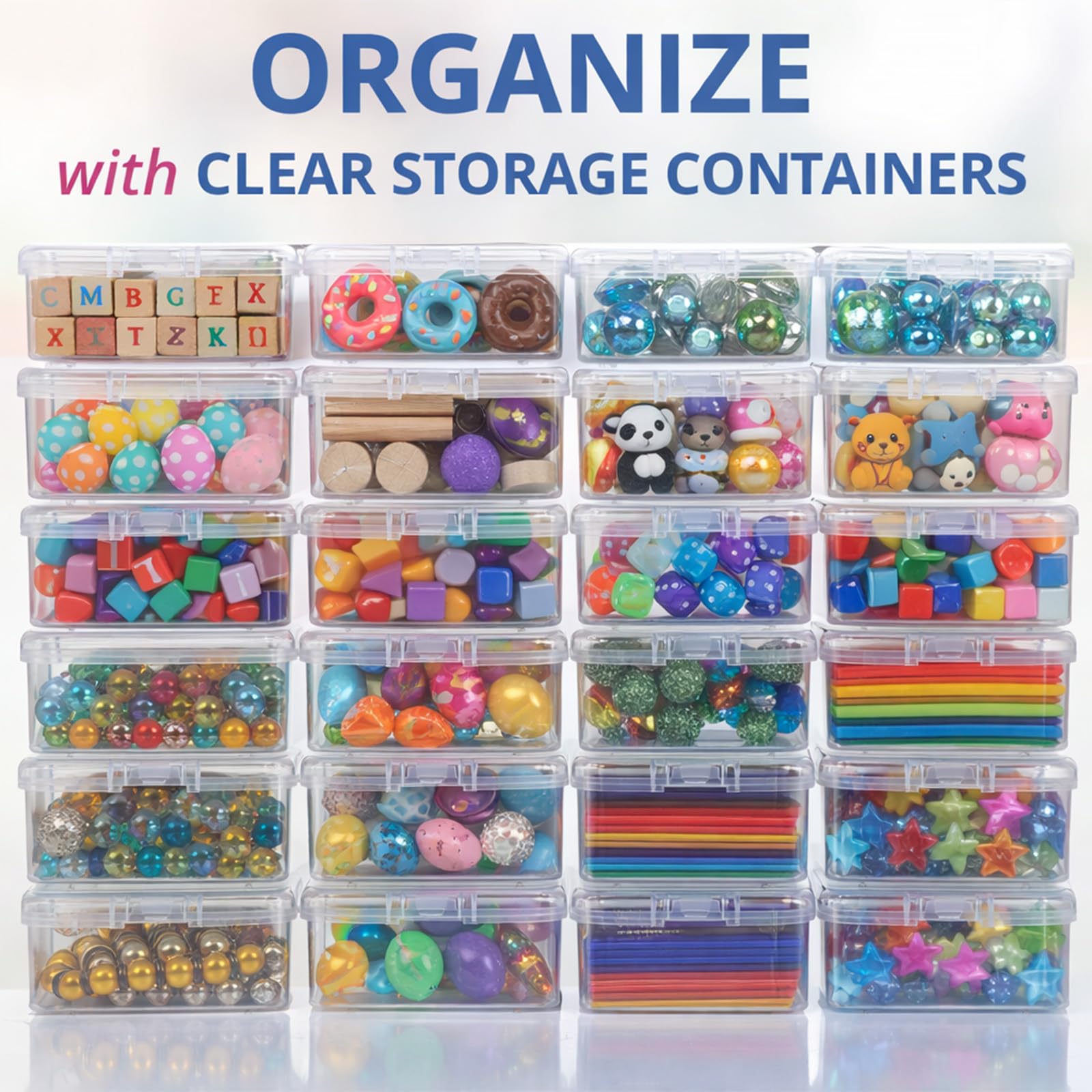 Bead Organizer Box 13 Pcs Clear Plastic Storage Containers with Hinged Lids Compartments Clear Plastic Storage Container Set Bead Storages Containers