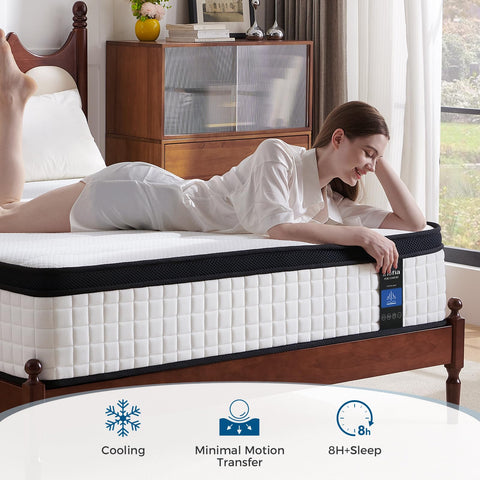 Inofia Single Mattress, 12 Inch Hybrid Mattress with Aeroshield Memory Foam and NexusArc Pocket Sprung,Cozy and Breathable Fabric,The Elegant Plus