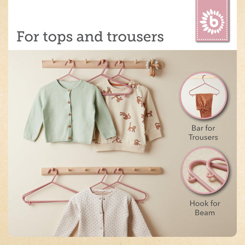 Bieco Kids Clothes Hangers 16 Pack Dusty Rose | Length approx. 30 cm | Baby Hangers | Plastic Children's | Baby Wardrobe Organiser | Clothes