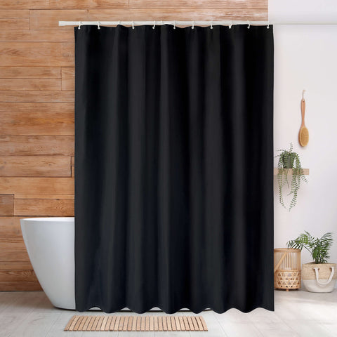 qtlines Shower Curtains for Bathroom, Machine Washable Waterproof Mould Resistant Polyester Fabric Curtains, Weighted Hem
