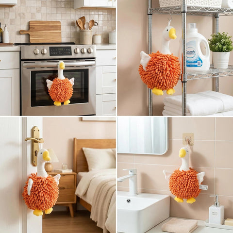 FILOEEX New Cute Swan Shaped Chenille Hand Towel, Duck Hands Towels for Bathroom Kitchen Home Decor