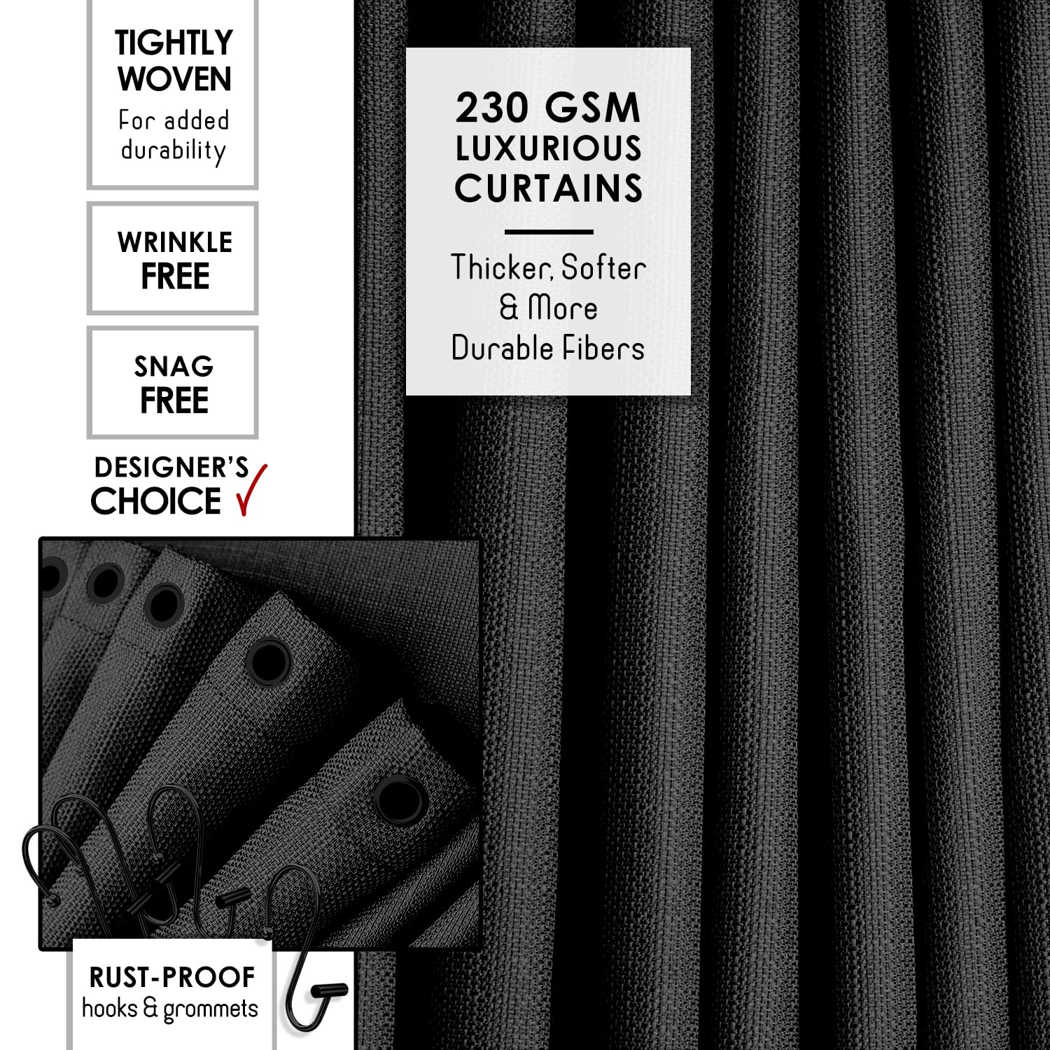 Clara Clark Black Bathroom Set - Bathroom Sets with Shower Curtain and Rugs, 21PC Bathroom Accessory Set