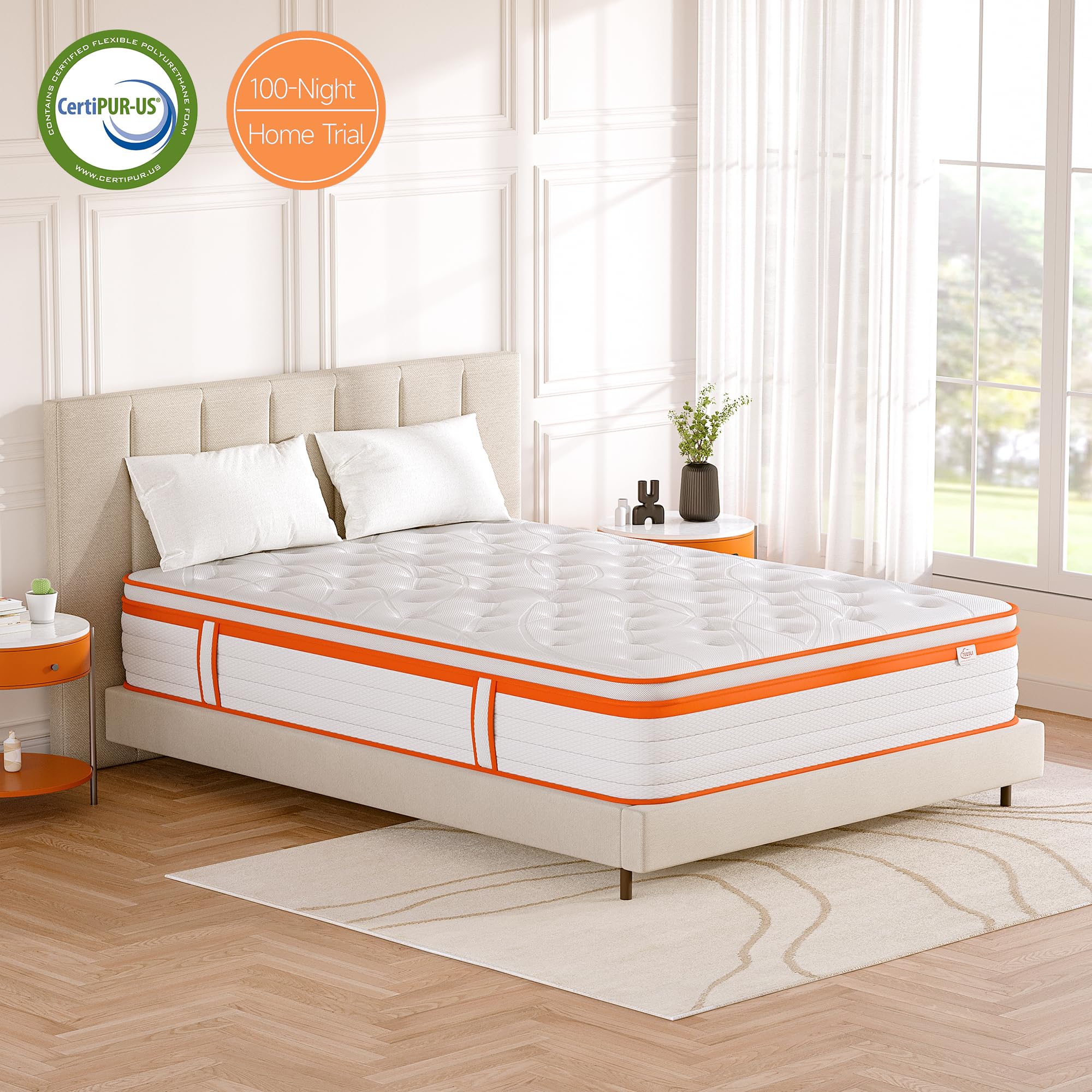 TeQsli 4FT Small Double Mattress, 10.6 Inch Memory Foam Pocket Sprung Hybrid Small Double Mattress Zone Support for Pressure & Back Pain Relief