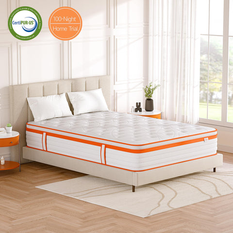 TeQsli 4FT Small Double Mattress, 10.6 Inch Memory Foam Pocket Sprung Hybrid Small Double Mattress Zone Support for Pressure & Back Pain Relief