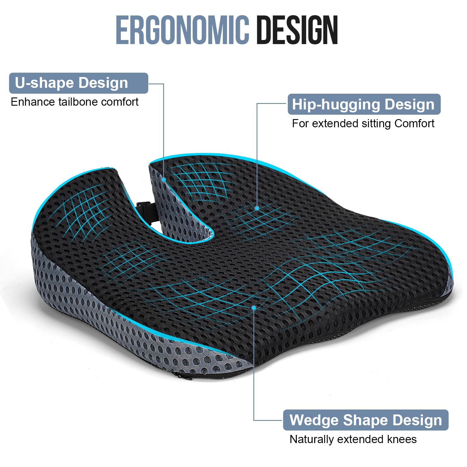Car Seat Cushion, Memory Foam Car Wedge Cushion Height Booster for Driving