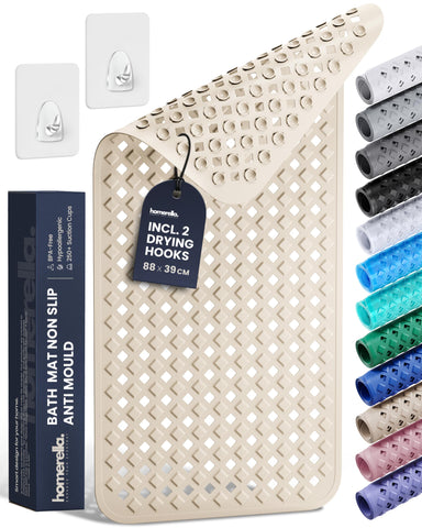 homerella Bath Mat Non Slip Anti Mould 88x39cm Shower Mat Non Slip Bath Mat