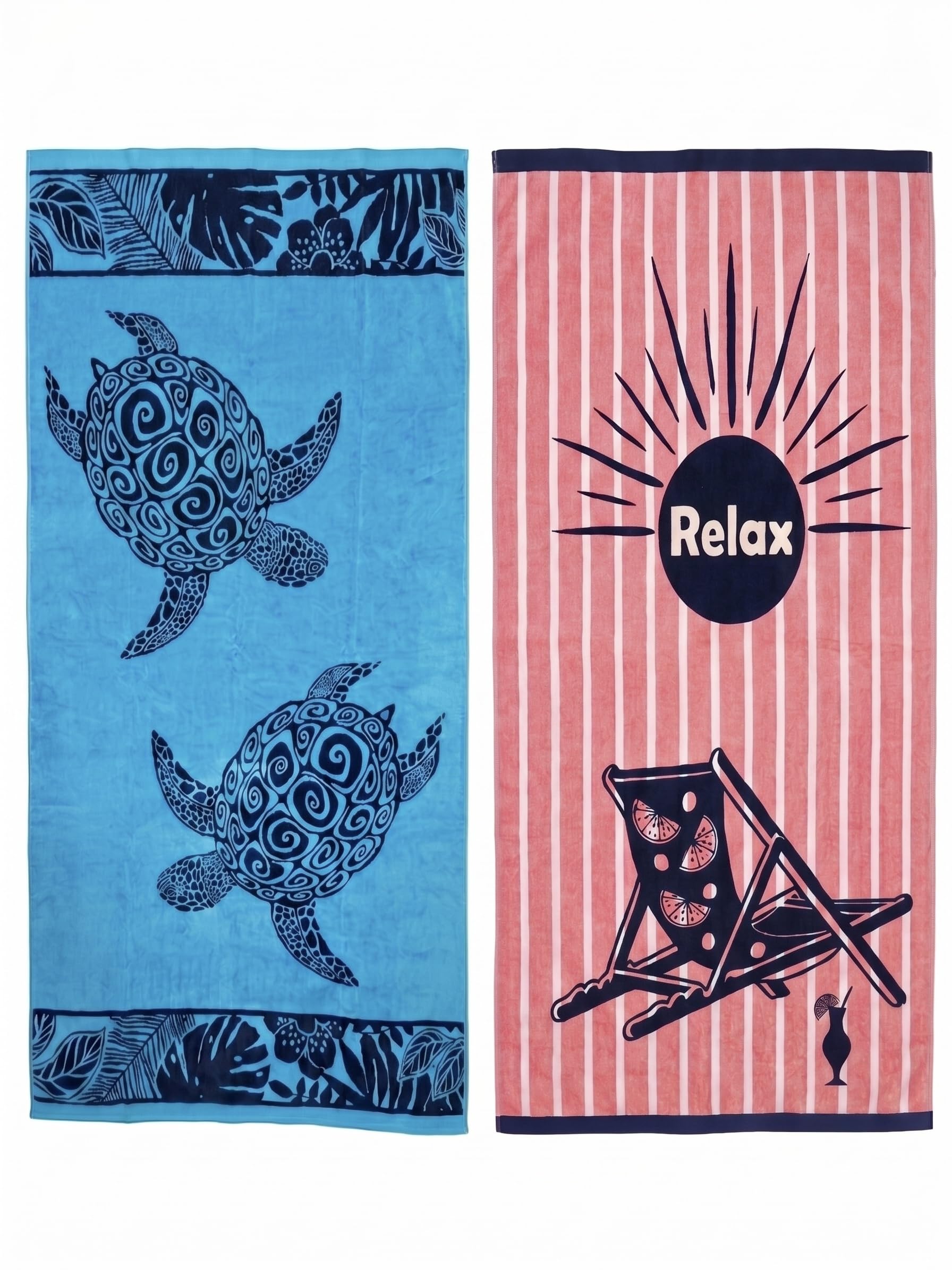Large Egyptian Beach Towels For Adults 100% Cotton - Pack of 2